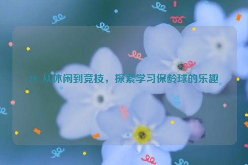 29. 从休闲到竞技，探索学习保龄球的乐趣